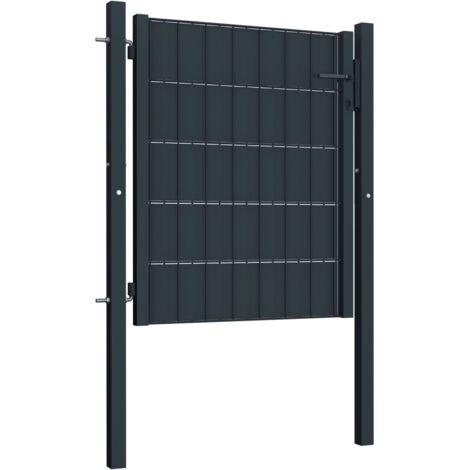 Portail de jardin，Portail de clôture，Portillon de jardin PVC et acier 100x81 cm Anthracite CFW81394