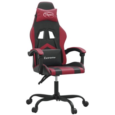 Chaise gaming - Chaise de jeu pivotante - Fauteuil Gaming - Chaise de Bureau d'ordinateur Noir et rouge bordeaux Similicuir204890 (1/5)