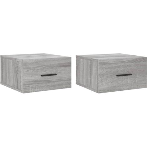 Lot de 2 Tables de chevet murale，Table de chevet flottante，Tables d'appoint sonoma gris 35x35x20 cm795101 (1/5)