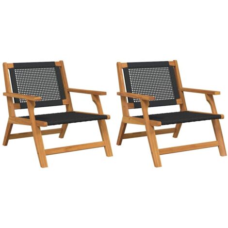 Chaises de jardin 2 pcs，Chaise d'extérieur noires 76x67x73.5 cm en bois ...
