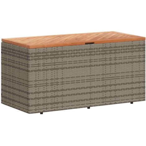 Boîte de rangement de jardin,Coffre de rangement gris résine tressée bois d'acacia CFW301679 (1/5)