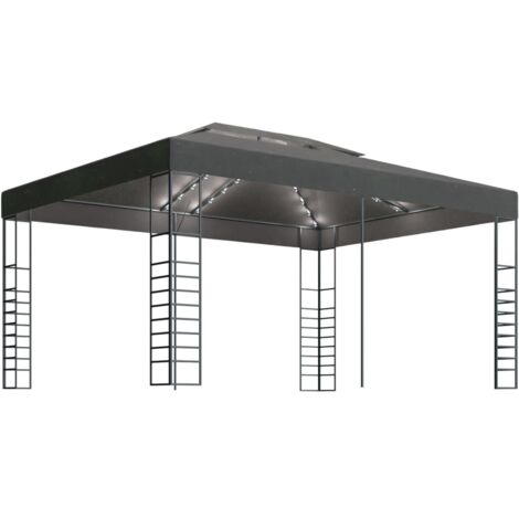 Tonnelle de jardin,Tonnelle avec guirlande lumineuse à LED 3x4 m Anthracite CFW310778 (1/5)