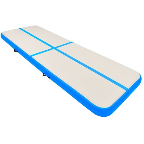 Tapis Salon,Tapis Chambre,Tapis gonflable de gymnastique avec pompe 400x100x15cm PVC Bleu CFW65640 (1/5)