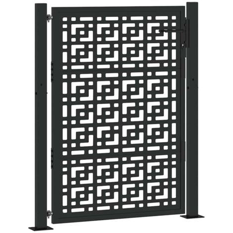 Portail de jardin，Portail de clôture，Portillon de jardin noir 105x130 cm acier conception croisée CFW91174