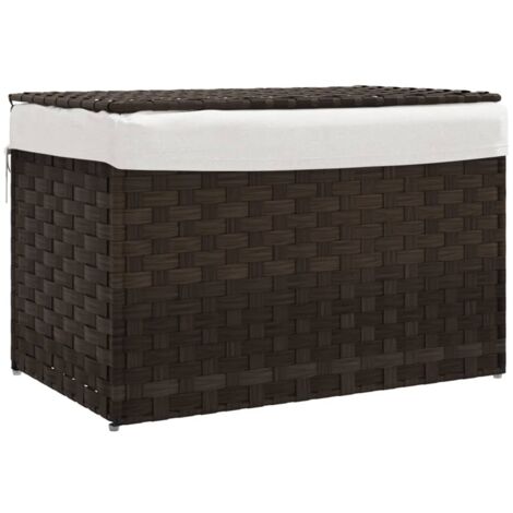 Panier à linge,Panier à vêtements avec couvercle marron foncé résine tressée CFW451959 (1/5)
