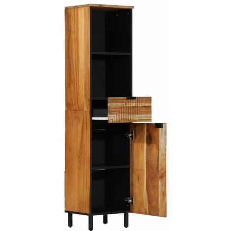 Armoire de salle de bain 38x33x160 cm en bois d'acacia massif CFW58142 (1/5)