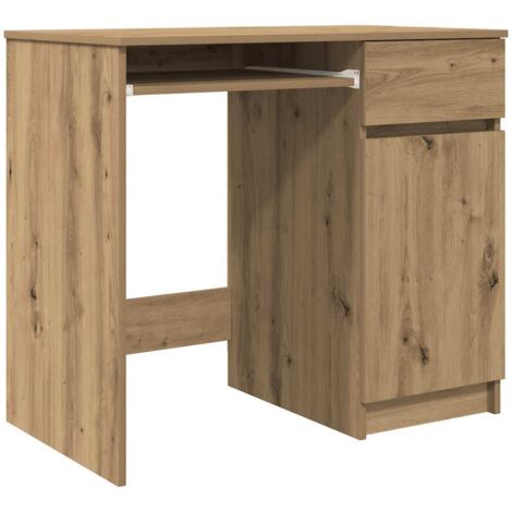 Bureau,Table de travail,Secrétaire chêne artisanal 86x49x76 cm bois d'ingénierie CFW90635 (1/5)