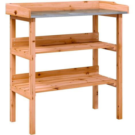 Jardinière,Table à plantes avec étagères marron 78x38x82,5cm bois de sapin CFW75514 (1/5)