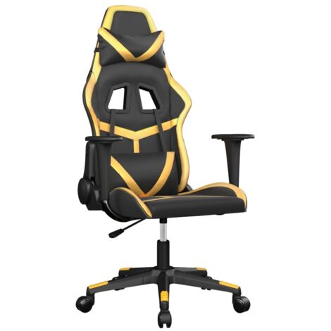 Chaise de jeu,Chaise de bureau de massage Noir et doré Similicuir CFW55560 (1/5)