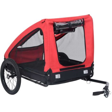 Remorque de vélo pour animaux de compagnie rouge et noir CFW75374 (1/5)