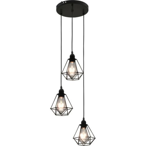 Plafonnier,Lampe avec design de diamant Noir 3 ampoules E27 CFW98074 (1/5)