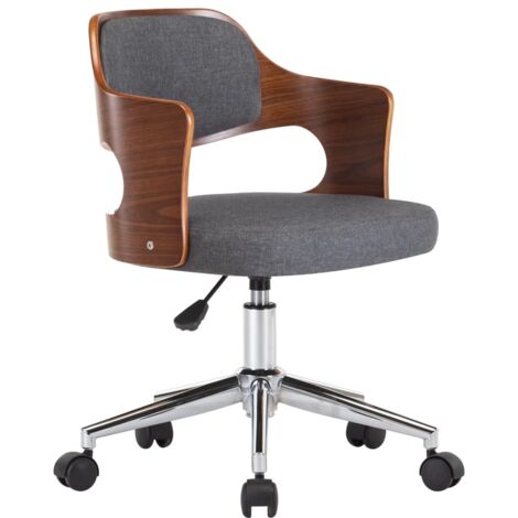 Chaise pivotante de bureau Ergonomique,Fauteuil de bureau, Chaise Gaming Gris Bois courbé et tissu CFW55437