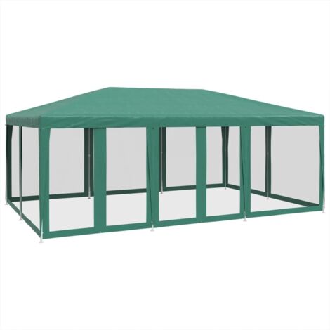 Tonnelle de jardin,Tente de fête avec 10 parois latérales en maille vert 6x4m PEHD CFW310778 (1/5)