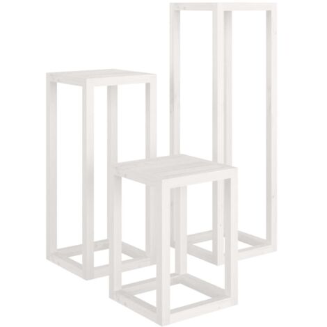 Ensemble de supports pour plantes 3 pcs Blanc Bois de pin massif CFW499780 (1/5)