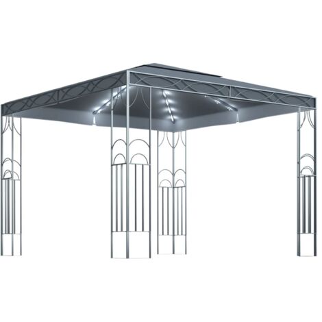 Tonnelle de jardin avec guirlande lumineuse à LED 300x300 cm Anthracite CFW164676 (1/5)