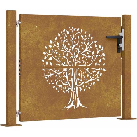 Portail de jardin,Portail de clôture,Portillon de jardin 105x80 cm acier corten conception de l'arbre CFW91688