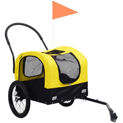 Remorque de vélo pour chiens et poussette 2-en-1 jaune et noir CFW85945 (1/5)