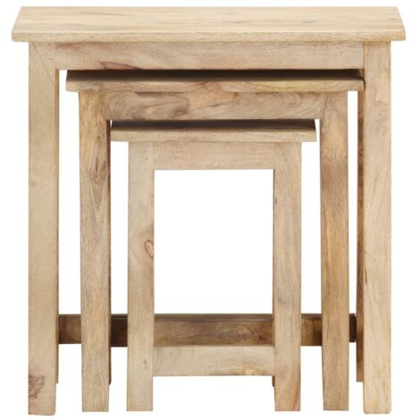 3 pcs Tables gigognes,Table d'appoint Bout de canapé Bois solide de manguier CFW483604 (1/5)