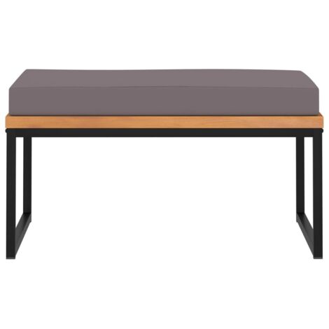 Repose-pied,Tabouret de pied,Pouf avec coussin 66x66x36 cm Bois d'acacia Gris foncé CFW7168 (1/5)