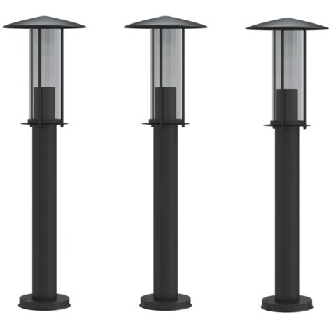 Lampadaire，Lampe sur pieds d'extérieur 3 pcs noir 60 cm acier inoxydable CFW138717