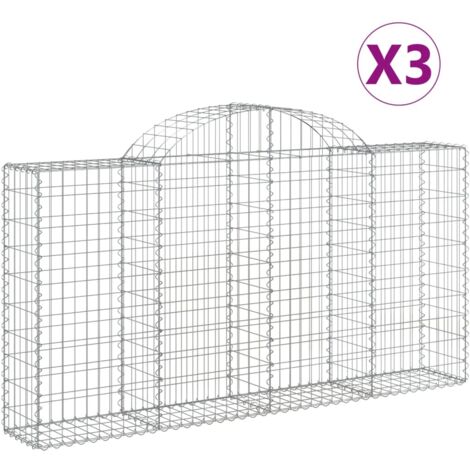 Paniers à gabions arqués 3 pcs，Clôture de jardin，Mur en Gabion 200x30x100120 cm Fer galvanisé166382 (1/5)