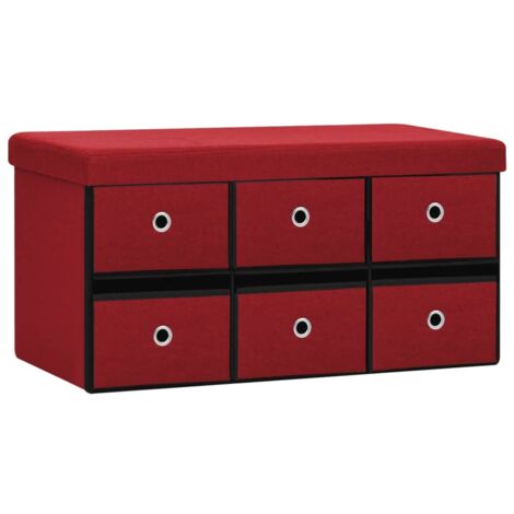 Banc d'intérieur，Banc de rangement pliable Bordeaux 76x38x38 cm Faux lin CFW65692 (1/5)