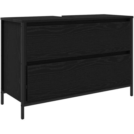 Meuble de salle de bain lavabo tiroirs chêne noir 90x34,5x60 cm CFW17044