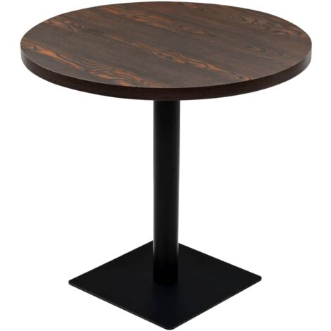Table de bistro,Table de Cuisine,Table Haute MDF et acier Rond 80 x 75 cm Frêne foncé CFW184337 (1/5)
