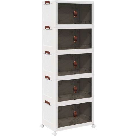 Boîte de rangement，Coffre de rangement empilable avec roues à 5 niveaux 75 L CFW331945 (1/5)