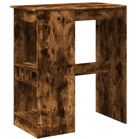 Table de bar,Table de Cuisine,Table Haute avec étagères chêne fumé bois d'ingénierie CFW257499 (1/5)