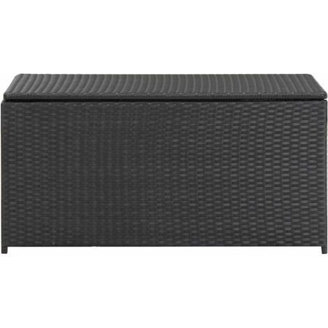 Boîte de rangement de jardin，Coffre de rangement résine tressée 100x50x50 cm noir CFW901811