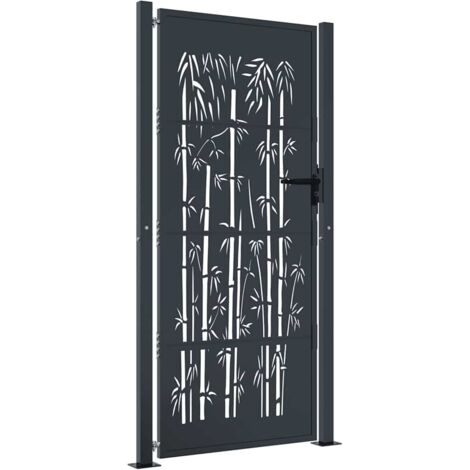 Portail de jardin，Portail de clôture，Portillon de jardin anthracite 105x205 cm acier design de bambou CFW99009