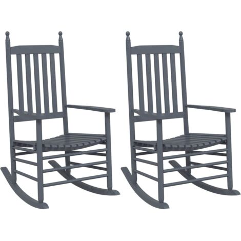 Lot de 2 Chaises à bascule，Rocking chair，Fauteuil à bascule sièges incurvés gris peuplier massif CFW55783 (1/5)