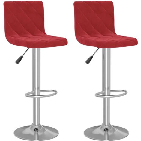 Lot de 2 Tabourets de bar,Chaise haute,Tabouret Haut rouge bordeaux velours CFW6169 (1/5)