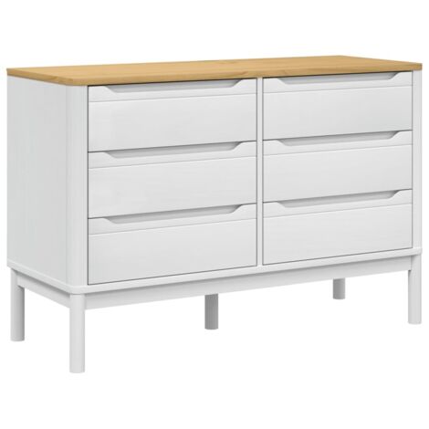 Commode,Armoire de rangement FLORO blanc bois de pin massif CFW15455 (1/5)