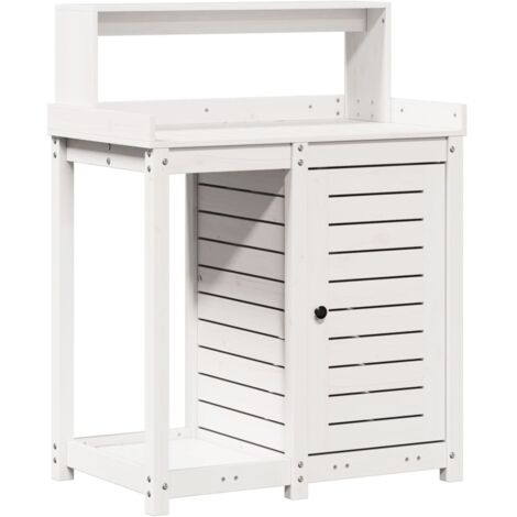 Jardinière,Table de rempotage avec étagères blanc bois massif de pin CFW81125 (1/5)