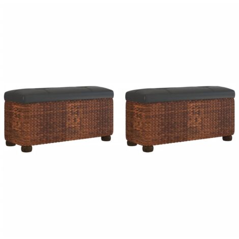2 pcs Banc d'intérieur，Bancs de rangement avec coussin marron 69 cm quenouille CFW65957 (1/5)