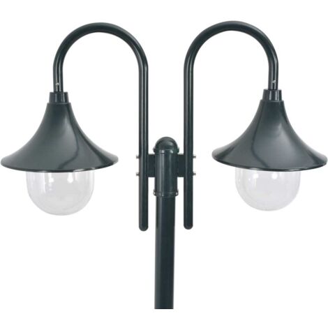 Lampadaire，Lampe sur pied de jardin E27 220cm Aluminium 2 lanternes Vert foncé CFW584606