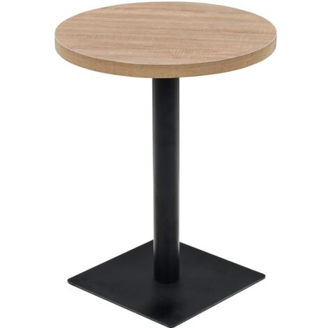 Table de bistro,Table de Cuisine,Table Haute MDF et acier Rond 60 x 75 cm Couleur de chêne CFW990874 (1/5)