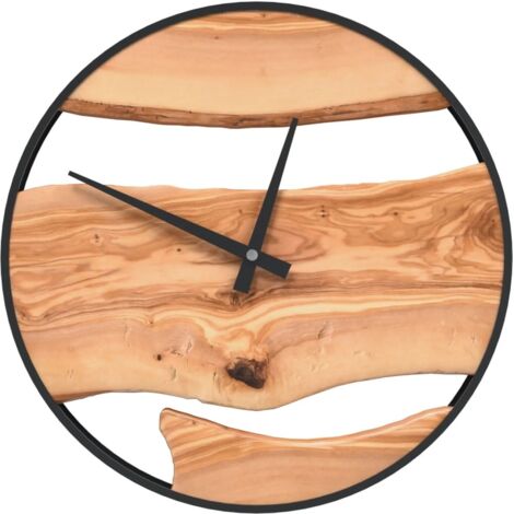 Horloge murale,Pendule murale marron Ø35 cm fer et bois d'olivier CFW168132 (1/5)