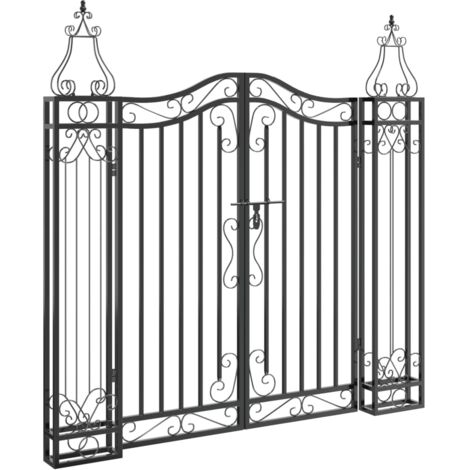 Portail de jardin，Portillon，Porte de jardin noir 121x8x120 cm fer forgé CFW86602