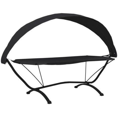 Lit simple，Lit de repos d'extérieur avec auvent Noir Acier et tissu Oxford CFW52133 (1/5)
