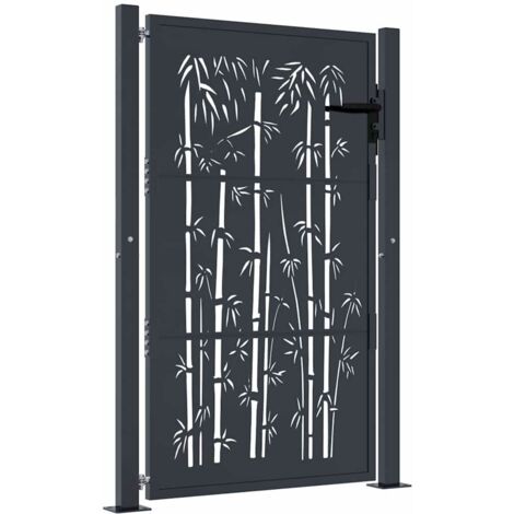 Portail de jardin,Portail de clôture,Portillon de jardin anthracite 105x155 cm acier design de bambou CFW73922 (1/5)