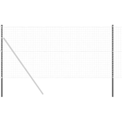Grillage rouleau，Poteaux de clôture 2 pcs Gris 130 cm Acier peint par poudre (1/5)