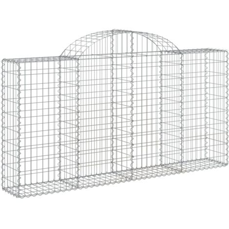 Panier de gabions，Clôture de jardin，Mur en Gabion arqué 200x30x100120 cm Fer galvanisé247545 (1/5)