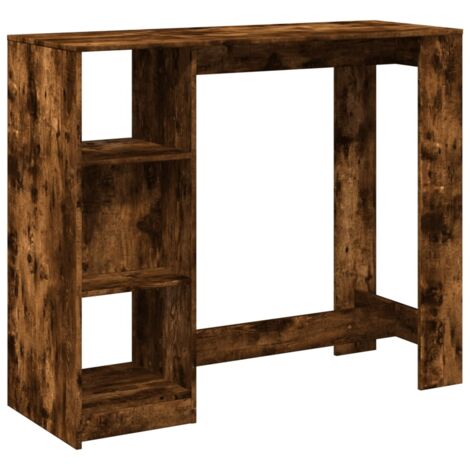 Table de bar,Table de Cuisine,Table Haute avec étagère chêne fumé bois d'ingénierie CFW544511 (1/5)