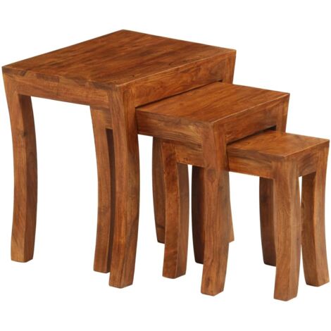 3 pcs Table gigogne,Tables d'appoint,Table basse Bois massif d'acacia 50x35x50 cm Marron CFW67267 (1/5)