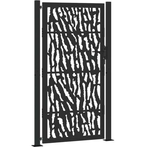 Portail de jardin，Portail de clôture，Portillon de jardin noir 105x180 cm acier conception de tracés CFW41685