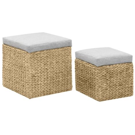 Repose-pied，Tabouret de pied，Pouf lot de 2 Jacinthe d'eau Gris CFW7275 (1/5)