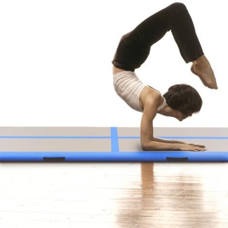 Tapis Salon,Tapis Chambre,Tapis gonflable de gymnastique avec pompe 800x100x10cm PVC Bleu CFW65681 (1/5)